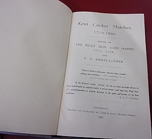 Imagen del vendedor de Kent Cricket Matches 1719-1880 a la venta por Baggins Book Bazaar Ltd