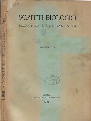 Bild des Verkufers fr Scritti biologici Volume XIII 1938 zum Verkauf von Biblioteca di Babele