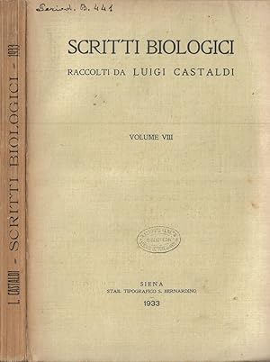 Bild des Verkufers fr Scritti biologici Volume VIII 1933 zum Verkauf von Biblioteca di Babele