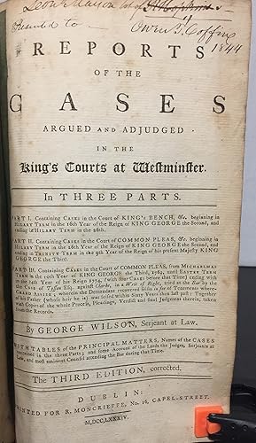 Imagen del vendedor de Reports of Cases argued and adjudged in the King's Court at Westminister, 2 Books, third edition corrected, Part the first of three parts (1742-1753) & Part the second of three parts (1753-1769) a la venta por Philosopher's Stone Books