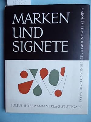 Seller image for Marken und Signete. 471 Markenzeichen und Schutzmarken, Namenszge, ExLibris u. Monogramme. Ausgewhlt und herausgegeben von Gerda Finsterer-Stuber. Marques et Monogrammes. Signs and Trade-Marks. for sale by Antiquariat Heinzelmnnchen