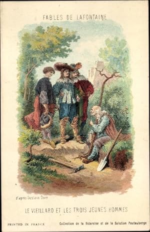 Bild des Verkäufers für Künstler Ansichtskarte / Postkarte Dore, Gustave, Fables de Lafontaine, Le Vieillard et les Trois Jeunes Hommes zum Verkauf von akpool GmbH