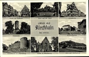 Ansichtskarte / Postkarte Kirchhain Hessen, Gänseburg, Markt, Hexenturm, Schlossruine in Amoneburg