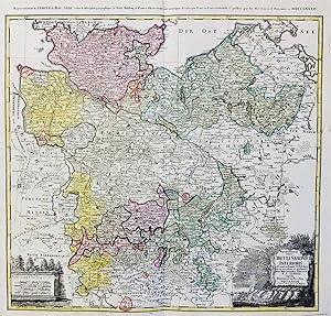 Imagen del vendedor de Circuli Saxonici Inferioris" - Niedersachsen Hamburg Nordrhein-Westfalen Mecklenburg Lneburg Weimar Lbeck Wismar Hannover Hameln Gttingen Goslar Rostock Magdeburg Bremen Karte map a la venta por Antiquariat Steffen Vlkel GmbH