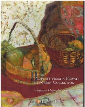 Christie`s Auktionskatalog: Property From a Private European Collection. New York, 8. November 2006.