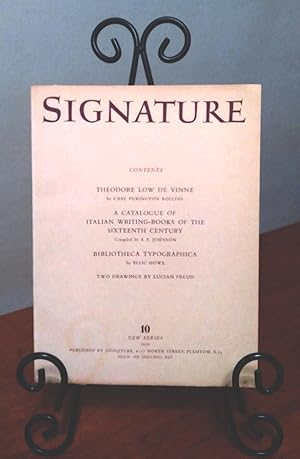 Image du vendeur pour Signature: A Quadrimestrial of Typography and Graphic Arts, New Series, No. 10, 1950 mis en vente par Structure, Verses, Agency  Books