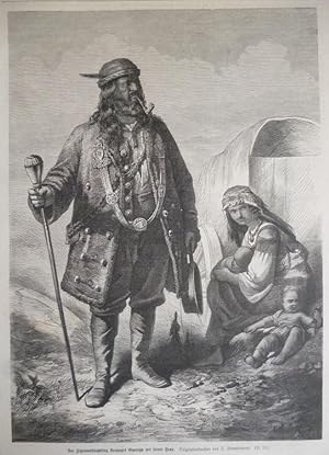 Holzstich - Der Zigeunerhäuptling Kerpages Gyoergy mit seiner Frau.