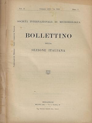 Immagine del venditore per Societ Internazionale di Microbiologia. Bollettino della sezione italiana Anno 1930 fasc. I-II venduto da Biblioteca di Babele