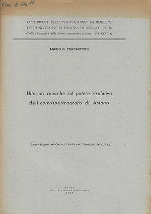 Imagen del vendedor de Ulteriori ricerche sul potere risolutivo dell'astrospettografo di Asiago a la venta por Biblioteca di Babele
