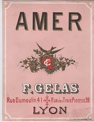 "AMER F. GELAS LYON" Etiquette-chromo originale (entre 1890 et 1900)