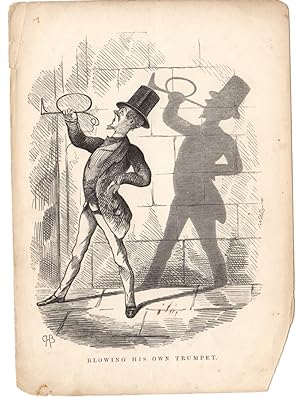 TRUMPET,the cariacatures of Charles Henry Bennett shadow drawing 1850 art print