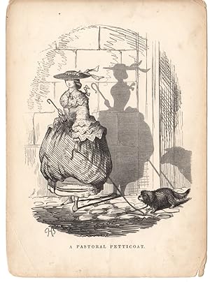 PETTICOAT,the cariacatures of Charles Henry Bennett shadow drawing 1850 art print