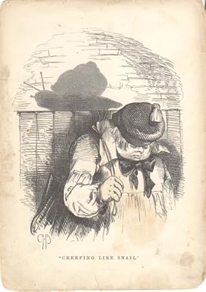 CREEPING,the cariacatures of Charles Henry Bennett shadow drawing 1850 art print