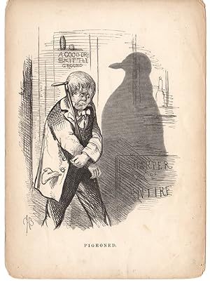 PIGEONED, the cariacatures of Charles Henry Bennett shadow drawing 1850 art print