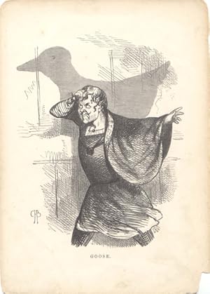 GOOSE,the cariacatures of Charles Henry Bennett shadow drawing 1850 art print