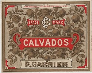 "CALVADOS P. GARNIER" Etiquette-chromo originale (1900)