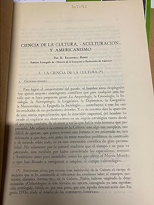 CIENCIA DE LA CULTURA, ACULTURACION Y AMERICANISMO.