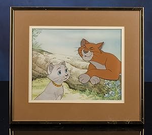 Original Walt Disney Production celluloid with background featuring Thomas O'Malley and Duchess f...