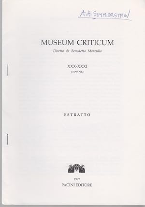 Bild des Verkufers fr Aeschylus' Epitaph. [From: Museum Criticum, Vol. 30-31, 1995-96]. zum Verkauf von Fundus-Online GbR Borkert Schwarz Zerfa