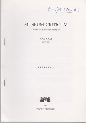 Bild des Verkufers fr Aesch. AG. 104-59 (the Omen of Aulis or the Omen of Argos?). [From: Museum Criticum, Vol. 30-31, 1995-96]. zum Verkauf von Fundus-Online GbR Borkert Schwarz Zerfa