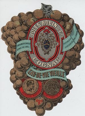 "EAU-DE-VIE VIEILLE JULES ROBIN & C° COGNAC" Etiquette-chromo originale (1855)