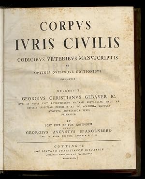 Corpus iuris civilis codicibus veteribus manuscriptis et optimis quibusque editionibus collatis. ...
