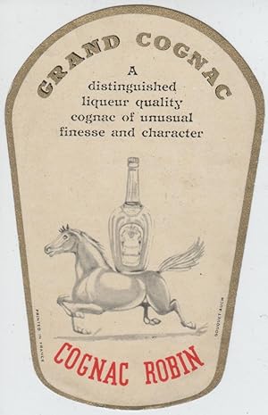 "GRAND COGNAC ROBIN" Etiquette-chromo originale (entre 1880 et 1900)