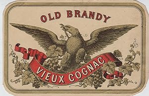 "OLD BRANDY VIEUX COGNAC" Etiquette-chromo originale (entre 1890 et 1900)