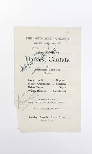 Seller image for An Original Concert Programme Signed by Isobel Baillie for the Harvest Cantata at the Watford Methodist Church. for sale by Lasting Words Ltd