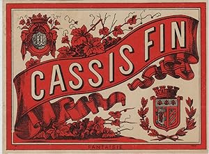 "CASSIS FIN JL" Etiquette-chromo originale (entre 1890 et 1900)