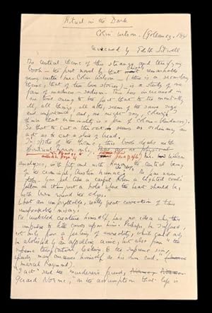 Edith Sitwell's Manuscript Review of Ritual in the Dark by Colin Wilson