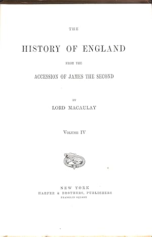 Bild des Verkufers fr The HISTORY of ENGLAND from the Accession of James the Second. Five volumes. zum Verkauf von WeBuyBooks
