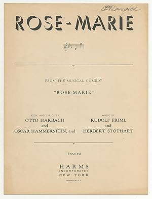 Imagen del vendedor de [Sheet music]: Rose-Marie a la venta por Between the Covers-Rare Books, Inc. ABAA