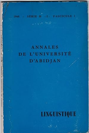 Annales de l'Université d'Abidjan. Linguistique, fascicule 1