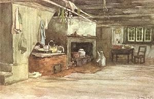 RUSTIC FRENCH CANADIAN HOUSE INTERIOR by HORATIO WALKER 1928 CANADIANA ART PRINT HISTORICAL VINTA...