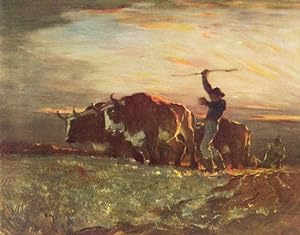 OXEN PLOWING AT DAWN on Quebec Farm by HORATIO WALKER 1928 CANADIANA ART PRINT HISTORICAL VINTAGE...
