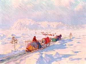 Immagine del venditore per THE ICE BRIDGE on Quebec Lake by CLARENCE GAGNON 1928 CANADIANA ART PRINT HISTORICAL VINTAGE WATERCOLOUR PRINT venduto da Artisans-lane Maps & Prints