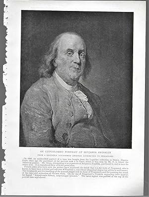 Bild des Verkufers fr Unpublished Portrait Of Benjamin Franklin, Illustration zum Verkauf von Legacy Books II