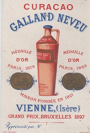 "CURAÇAO GALLAND NEVEU Vienne 1897" Etiquette-chromo originale (1897)