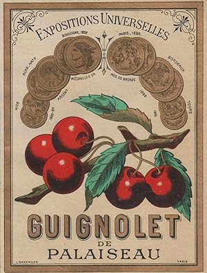 "GUIGNOLET DE PALAISEAU" Etiquette-chromo originale (entre 1890 et 1900)