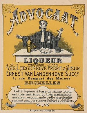 "LIQUEUR ADVOCAAT (VAN LANGENHOVE)" Etiquette-chromo originale (début 1900)