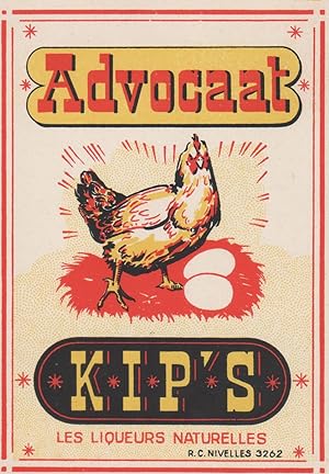 "LIQUEUR ADVOCAAT (KIP'S)" Etiquette-chromo originale (début 1900)
