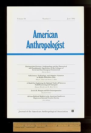 Immagine del venditore per American anthropologist, June 1992, Collapse of the Soviet Union, Paleolithic Italy, African Political Models in Southwest Hopi Culture, Lewis H. Morgan, Field Processing and Transport. Scholarly Journal Published by the American Anthropological Association. Physical Copy OP venduto da Brothertown Books