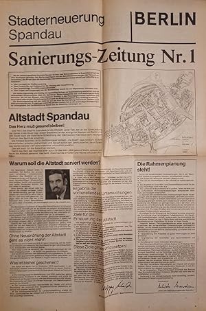 Stadterneuerung Spandau. Sanierungs-Zeitung Nr. 1, 1977. Altstadt Spandau. Das Herz muß gesund bl...