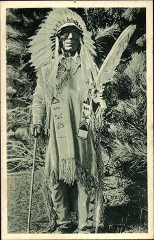 Ansichtskarte / Postkarte USA, Le Chef Dakota en grande tenue, Indianerhäuptling