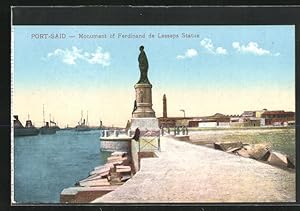 Bild des Verkufers fr Ansichtskarte Port Said, Monument of Ferdinand de Lesseps Statue zum Verkauf von Bartko-Reher