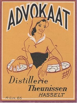 "ADVOKAAT (Distillerie THEUNISSEN)" Etiquette-chromo originale (début 1900)