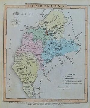 Antique Map CUMBERLAND, CUMBRIA, George Gray, Original Hand Coloured 1824