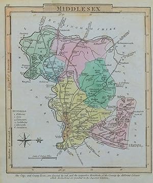 Antique Map MIDDLESEX, George Gray, Original Hand Coloured County Map 1824