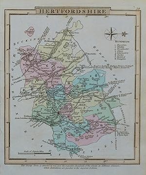 Antique Map HERTFORDSHIRE, George Gray, Original Hand Coloured County Map 1824